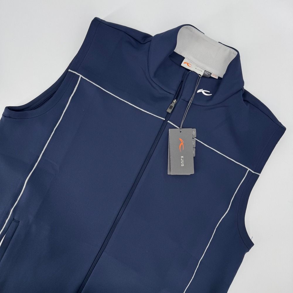 KJUS Damian Vest Mens 52 L Navy Blue Full Zip Golf Performance‎ K00446 NEW